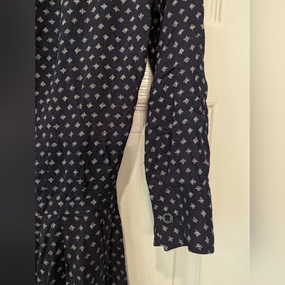 Anthropologie Tylho Blue watern pleaded button midi v-neck Dress 3/4 sleeve XS - Picture 10 of 11
